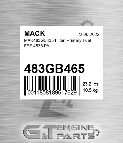 483GB465 MAK483GB433 Filter, Primary Fuel FFF-4536 PAI