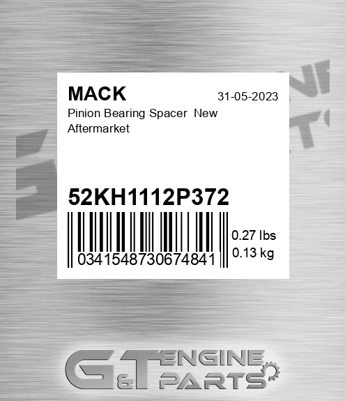 52KH1112P372 Pinion Bearing Spacer New Aftermarket