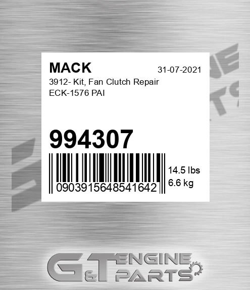 994307 3912- Kit, Fan Clutch Repair ECK-1576 PAI