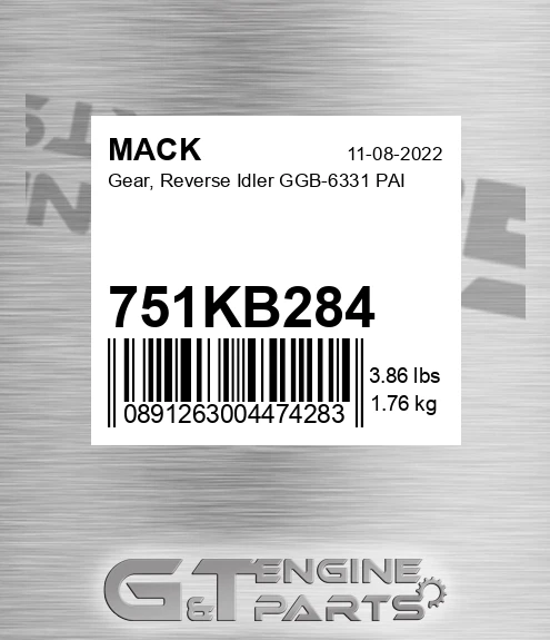 751KB284 Gear, Reverse Idler GGB-6331 PAI