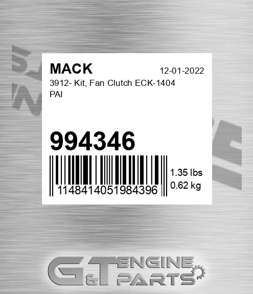 994346 3912- Kit, Fan Clutch ECK-1404 PAI