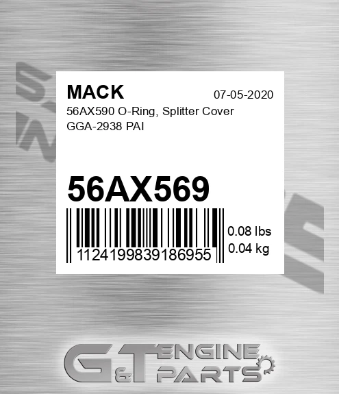 56AX569 56AX590 O-Ring, Splitter Cover GGA-2938 PAI