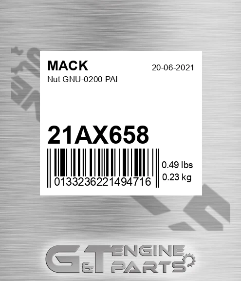 21AX658 Nut GNU-0200 PAI