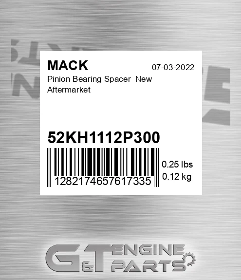52KH1112P300 Pinion Bearing Spacer New Aftermarket
