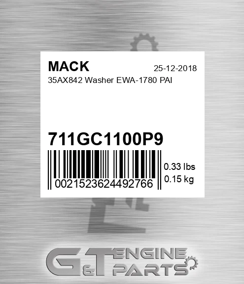 711GC1100P9 35AX842 Washer EWA-1780 PAI