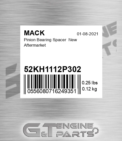 52KH1112P302 Pinion Bearing Spacer New Aftermarket