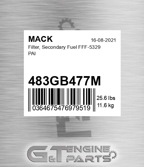 483GB477M Filter, Secondary Fuel FFF-5329 PAI