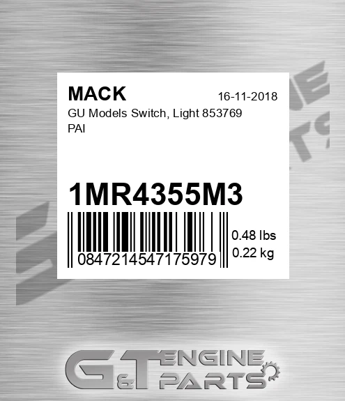 1MR4355M3 GU Models Switch, Light 853769 PAI