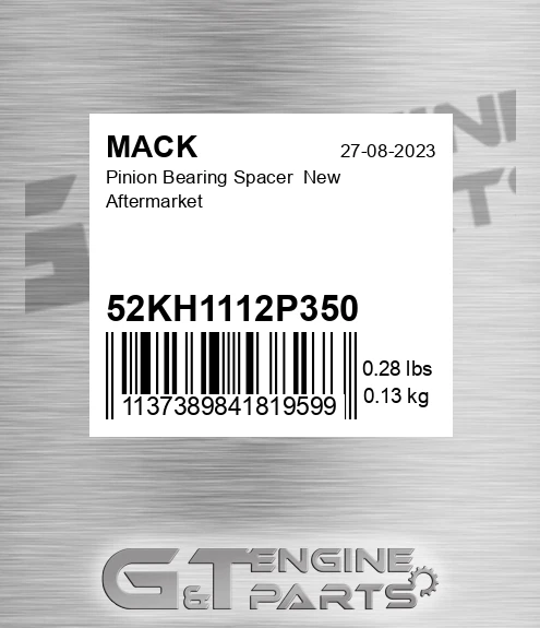 52KH1112P350 Pinion Bearing Spacer New Aftermarket