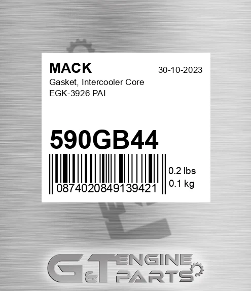 590gb44 Gasket, Intercooler Core EGK-3926 PAI
