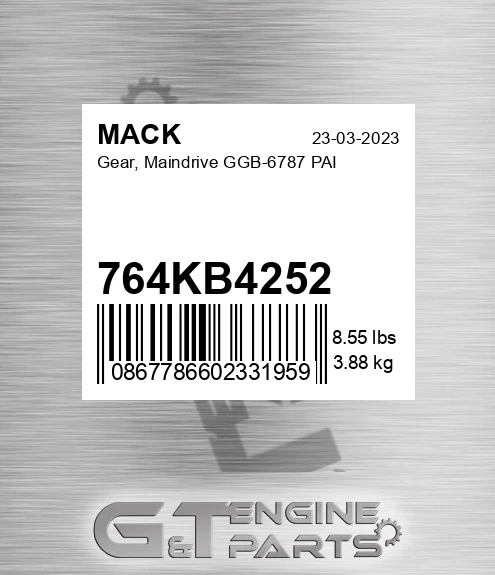 764KB4252 Gear, Maindrive GGB-6787 PAI