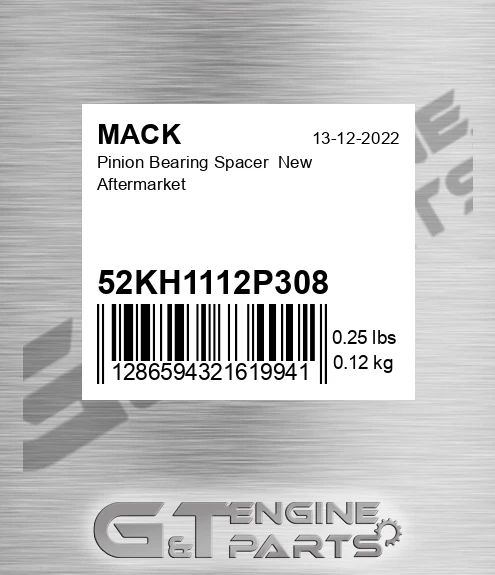 52KH1112P308 Pinion Bearing Spacer New Aftermarket