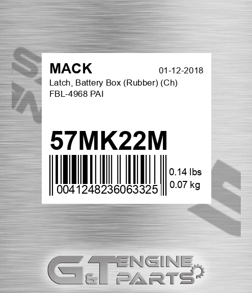 57MK22M Latch, Battery Box Rubber Ch FBL-4968 PAI
