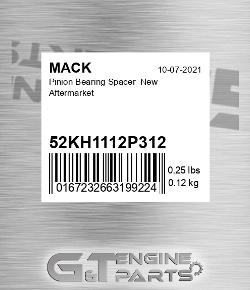 52KH1112P312 Pinion Bearing Spacer New Aftermarket