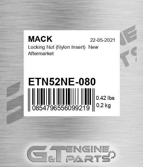 ETN52NE-080 Locking Nut Nylon Insert New Aftermarket