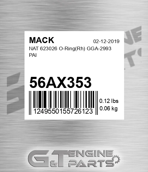 56AX353 NAT 623026 O-Ring Rh GGA-2993 PAI