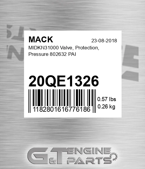 20QE1326 MIDKN31000 Valve, Protection, Pressure 802632 PAI