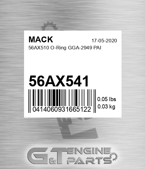 56AX541 56AX510 O-Ring GGA-2949 PAI