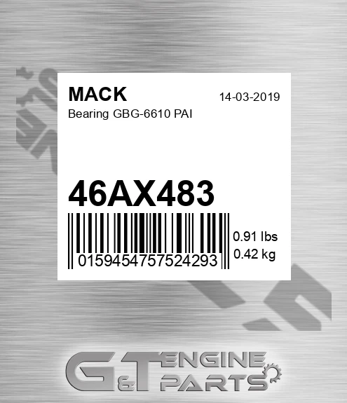 46AX483 Bearing GBG-6610 PAI