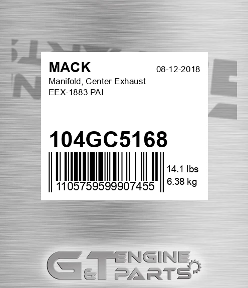 104GC5168 Manifold, Center Exhaust EEX-1883 PAI