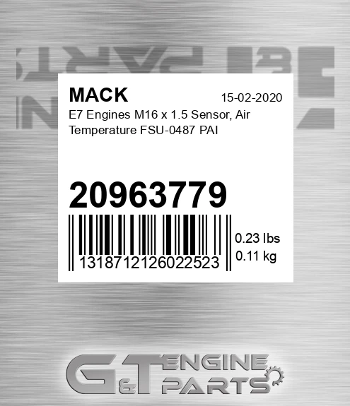 20963779 E7 Engines M16 x 1.5 Sensor, Air Temperature FSU-0487 PAI