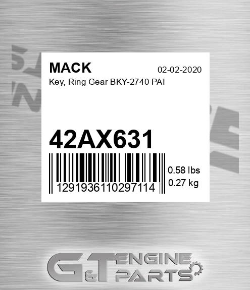 42AX631 Key, Ring Gear BKY-2740 PAI
