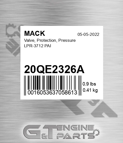 20QE2326A Valve, Protection, Pressure LPR-3712 PAI