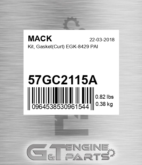57GC2115A Kit, Gasket Curt EGK-8429 PAI