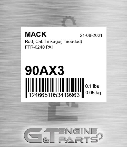 90AX3 Rod, Cab Linkage Threaded FTR-0240 PAI