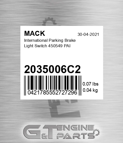 2035006C2 International Parking Brake Light Switch 450549 PAI