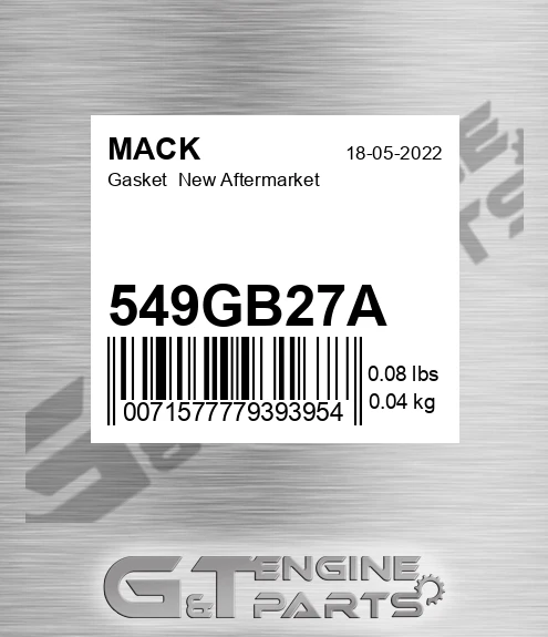 549GB27A Gasket New Aftermarket