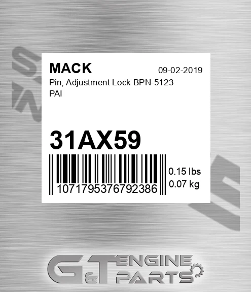 31AX59 Pin, Adjustment Lock BPN-5123 PAI