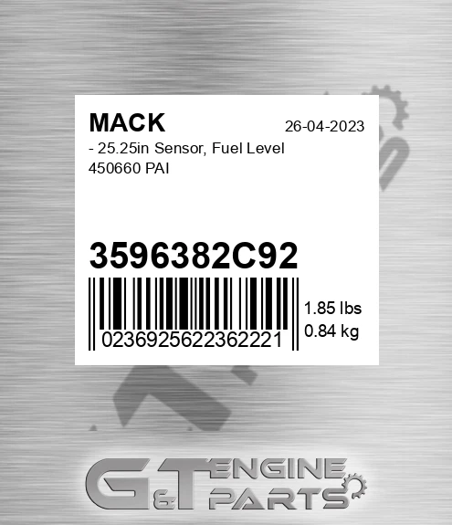 3596382C92 - 25.25in Sensor, Fuel Level 450660 PAI