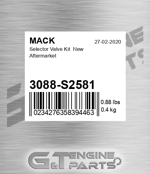 3088-S2581 Selector Valve Kit New Aftermarket