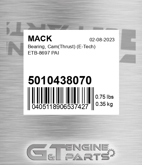 5010438070 Bearing, Cam Thrust E-Tech ETB-8697 PAI