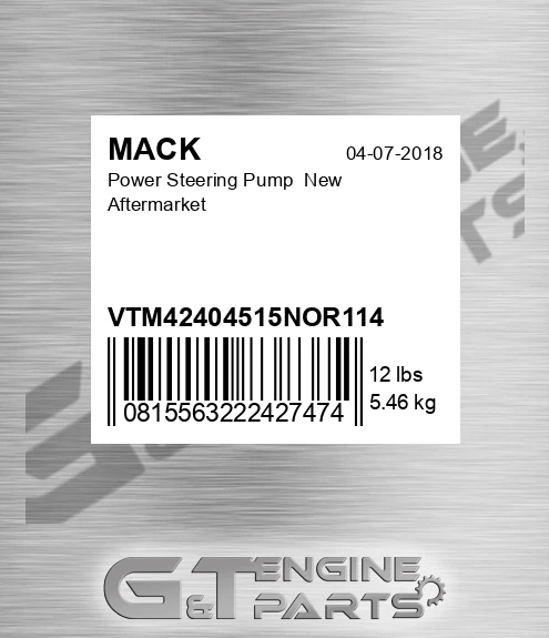 VTM42404515NOR114 Power Steering Pump New Aftermarket