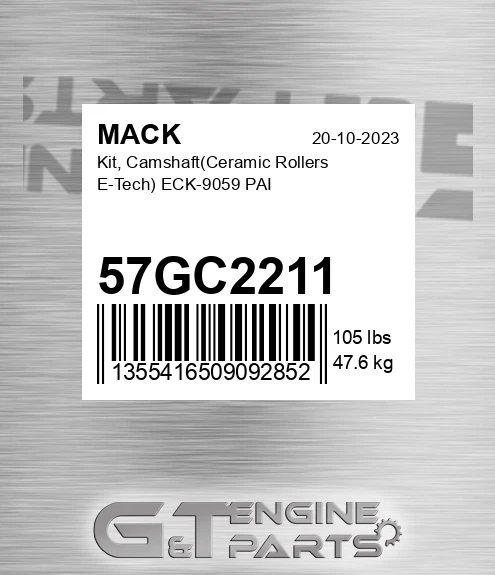 57GC2211 Kit, CamshaftCeramic Rollers E-Tech ECK-9059 PAI