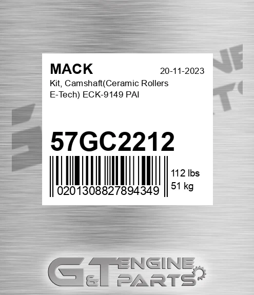 57GC2212 Kit, Camshaft Ceramic Rollers E-Tech ECK-9149 PAI