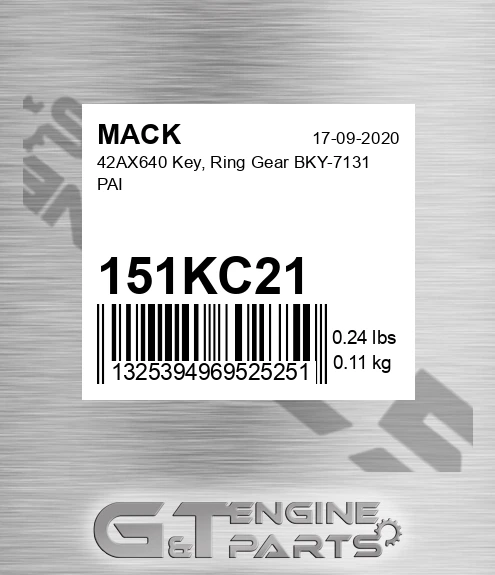 151KC21 42AX640 Key, Ring Gear BKY-7131 PAI