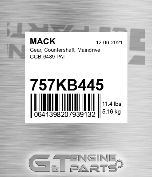 757KB445 Gear, Countershaft, Maindrive GGB-6489 PAI