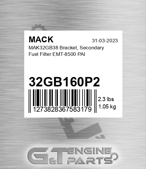32GB160P2 MAK32GB38 Bracket, Secondary Fuel Filter EMT-8500 PAI