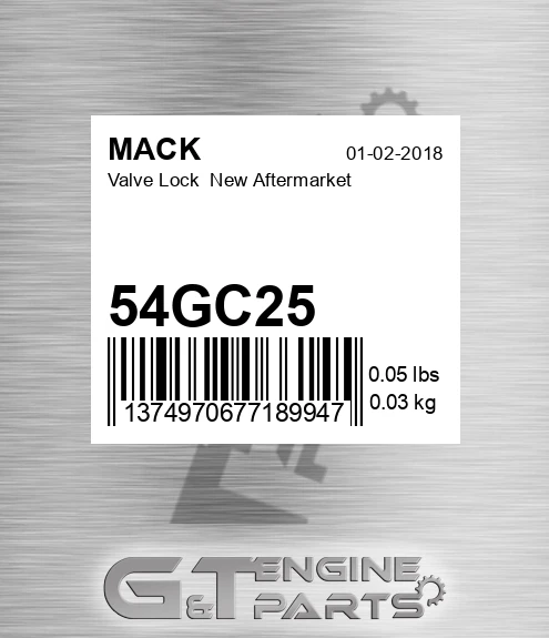 54GC25 Valve Lock New Aftermarket