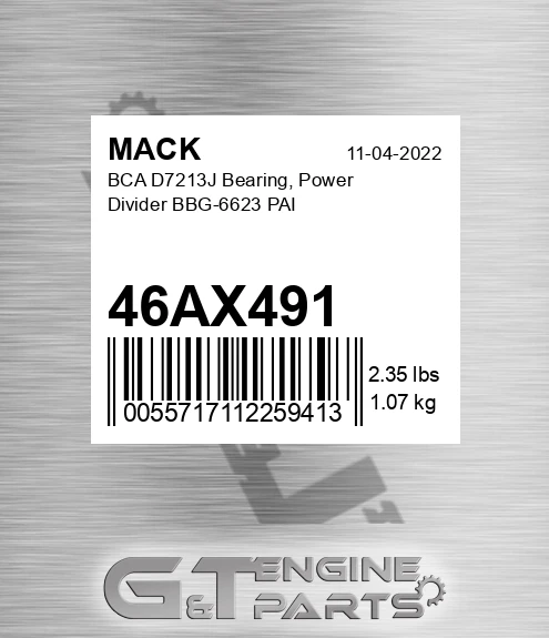 46AX491 BCA D7213J Bearing, Power Divider BBG-6623 PAI