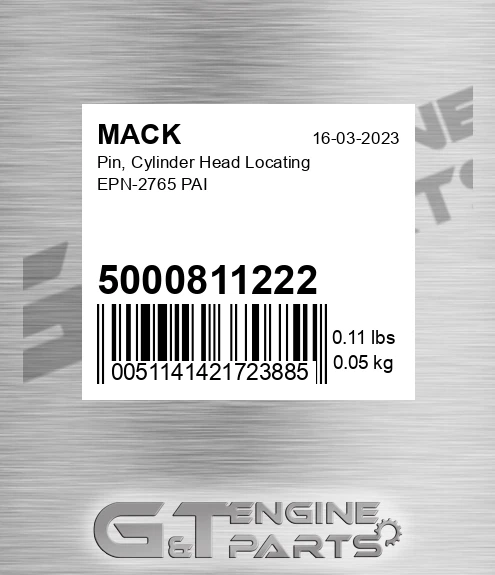 5000811222 Pin, Cylinder Head Locating EPN-2765 PAI