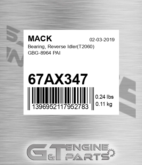 67AX347 Bearing, Reverse Idler T2060 GBG-8964 PAI