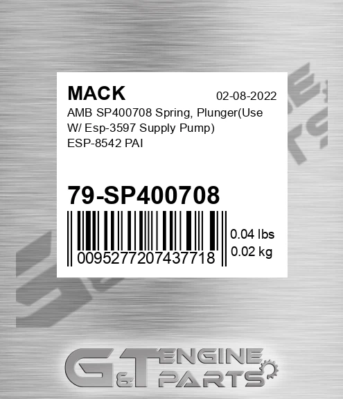 79-SP400708 AMB SP400708 Spring, PlungerUse W/ Esp-3597 Supply Pump ESP-8542 PAI