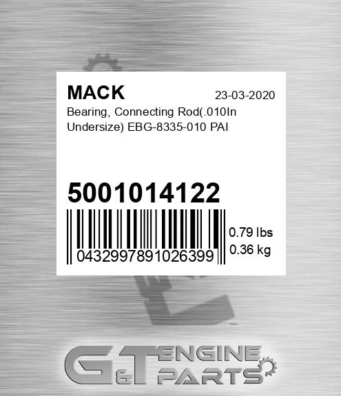 5001014122 Bearing, Connecting Rod.010In Undersize EBG-8335-010 PAI