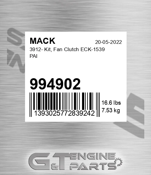 994902 3912- Kit, Fan Clutch ECK-1539 PAI