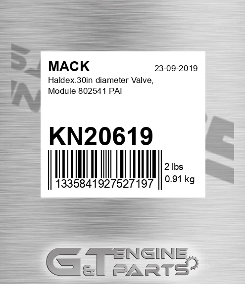 KN20619 Haldex.30in diameter Valve, Module 802541 PAI