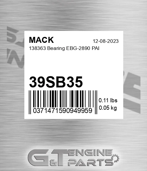 39SB35 138363 Bearing EBG-2890 PAI